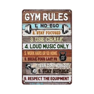 Imagem de Placa De Metal Vintage Com Regras De Academia, Arte Motivacional De Pa