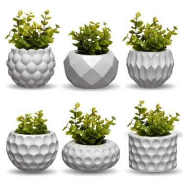Imagem de Kit de 6 Vasos Decorativos com Plantas Artificiais Inclusas - Ideal para Decoração de Sala, Quarto, Banheiro e Lavabo