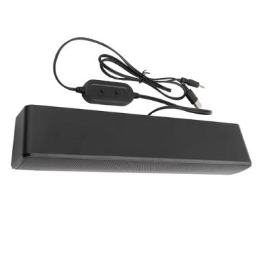 Imagem de Generic Alto-falante Alimentado por USB, Som Estéreo 3D Com Tecnologia de Graves DSP Controle do Botão de Volume Luz LED Azul Alto-falantes de Computador para PC Laptop Smartphone (Preta)