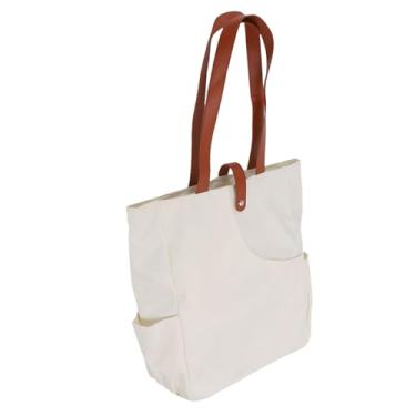 Imagem de SPYMINNPOO Bolsa para Raquete de Tênis, Sacola Espessa de Poliéster Com 2 Bolsos Laterais, Compartimento Espaçoso para Jogadores de Tênis de Mesa, Badminton, 15,75 X 11,81 X 5,31 pol. (Bege)