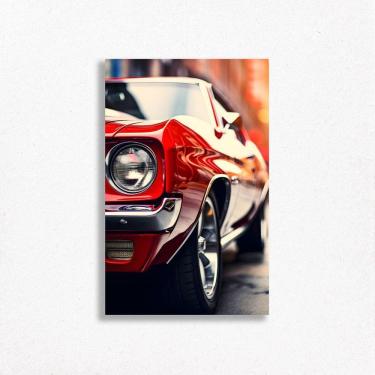 Imagem de Quadro Decorativo Chevrolet Camaro Vermelho Clássico Vintage