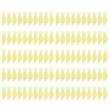 Imagem de 100 peças de passadores de agulha de peixe grande amarelo mini máquina de costura de peixe pequeno ferramenta automática para máquinas de costura domésticas plástico 3,3 x 1,2 cm