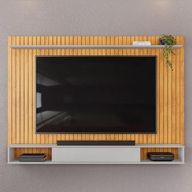 Imagem de Painel Ripado TV 70 Pol com Bancada Suspensa 193cm Clio D05 Cedro Bali - Lyam Decor
