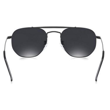 Imagem de Oculos De Sol Unissex Polarizado Design Classico Hexágono Uv400 Preto