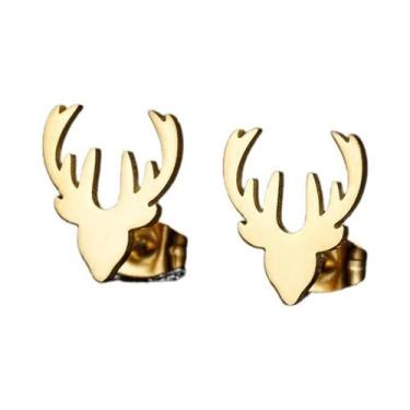 Imagem de Brincos De Cabeça De Veado Pretos Para Mulheres, Joias De Natal Em Aço