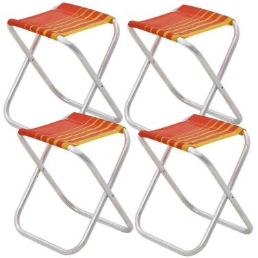 Imagem de Kit 04 Banquetas De Praia Tramontina Fiji Em Alumínio Com Assento Laranja E Amarelo 92900301