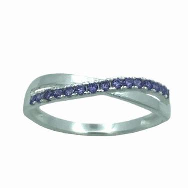 Imagem de Anel em Prata 925 com Zircônias Lilás - Design Exclusivo - Justino Rib