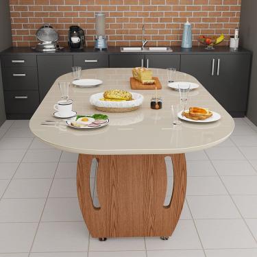Imagem de Mesa De Jantar Com Tampo E Pés Em Mdf Para Sala De Jantar E Cozinha
