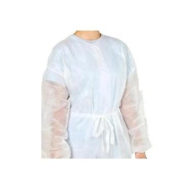 Imagem de Kit 20 Avental Tnt Manga Longa 20G Branco - Eclypes