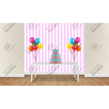 Imagem de Painel em Jacquard Estampado Listrado Rosa, 3,00 x 2,80, 3,00 x 2,80