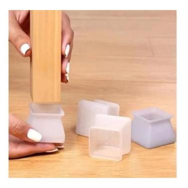 Imagem de Kit 8 Pé Quadrado Em Silicone Para Cadeira Mesa 20Mm A 28Mm - Geoprote