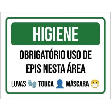Imagem de Kit 5 Placa Acm Obrigatório Luvas Touca Máscara Nesta 18X23 - Sinalizo