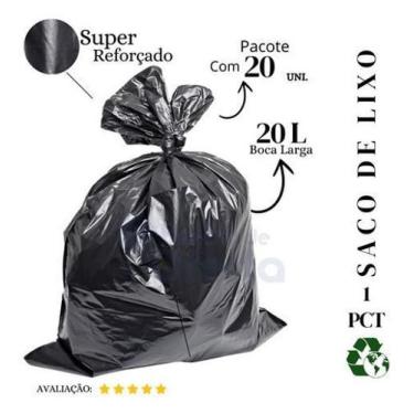 Imagem de Saco De Lixo 20 Litros Super Reforçado Preto - 20 Unidades - Higipack