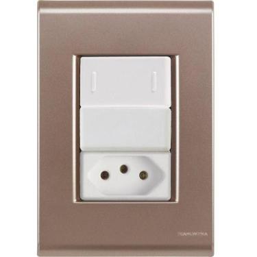 Imagem de Cj Interruptor E Tomada 10a Liz Ouro Velho Tramontina Completo Pronto 