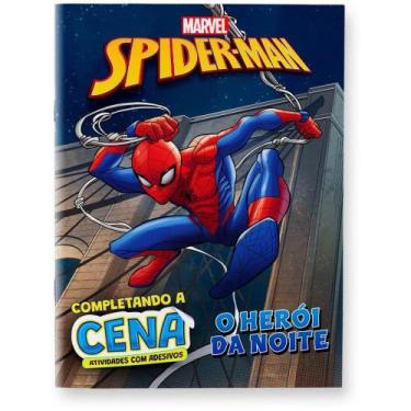 Imagem de Livro com Adesivos Completando a Cena Spiderman - Bicho Esperto