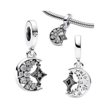 Imagem de Pingentes De Prata Lua, Estrela E Sol Para Pulseira 925, Joias DIY Par