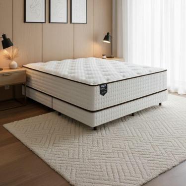 Imagem de Cama Box King Gazin Notte Fantástica Premium Molas Ensacadas 193x203x61cm Off White