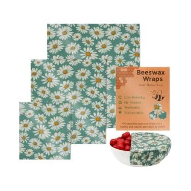 Imagem de Conjunto De 3 Envoltórios De Alimentos Em Cera De Abelha Com Padrão De