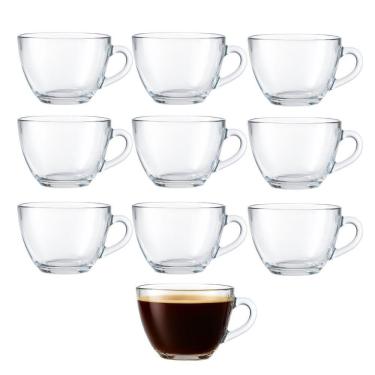 Imagem de Jogo 10 Xícara De Café De Vidro 90ml Básica Brasilia Em Casa Tem