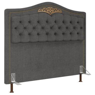 Imagem de Cabeceira Cama Box Casal Queen 160cm Linho Grafite