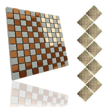 Imagem de Pastilha De Vidro Adesiva Kit 10 Uni Parede Cozinha Lavabo Banheiro Sala Decorativa Moderna Requintado Aplicacao Facil