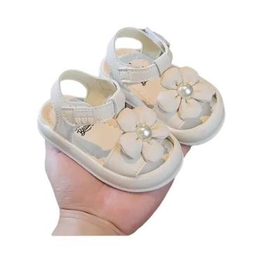 Imagem de Sandálias De Verão Para Meninas Com Flores E Pérolas, Confortáveis E A