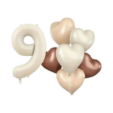 Imagem de Balões Românticos Brancos Em Formato De Coração, Conjunto De 7 Peças D