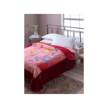 Imagem de Cobertor Kyor Plus Algarve 1,80mx2,20m - Jolitex, Vinho e Rosa, Casal