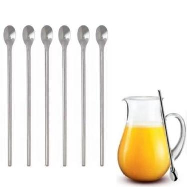 Imagem de 6 Colher Bailarina em Aço inox 30cm Drinks Sucos - Fx