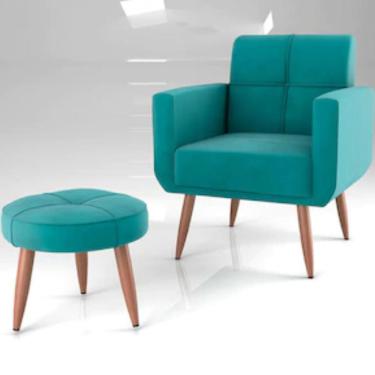 Imagem de Poltrona Com Puff Havana Tecido Veludo Acqua Matrix