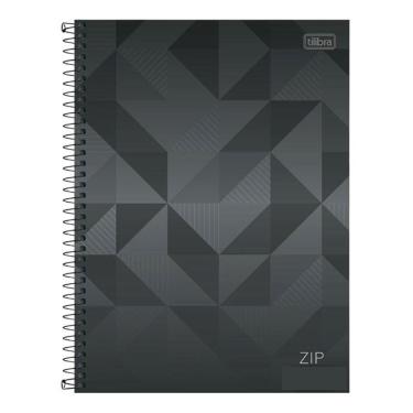 Imagem de Caderno Espiral Universitário Zip Geométrico 10 Matérias Cinza - Tilibra