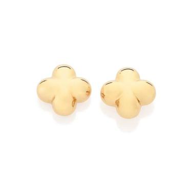 Imagem de Brincos rommanel banhado ouro 3x 24k 18k e 22k pequeno feminino flor 5