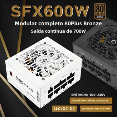Imagem de Fonte De Alimentação SFX Totalmente Modular Branca 500W 600W 80Plus Br