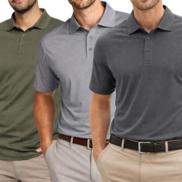 Imagem de Kit 3 Camisas Polo Poliamida Masculina Básica Premium Cor:Multicolorid