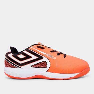 Imagem de Chuteira Infantil Futsal Umbro Pro 5 Bump Unissex, Salmão, Branco, 35