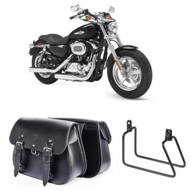 Imagem de Bolsa Alforge Lateral Custom 18 Litros + Afastador Harley Davidson Xl 