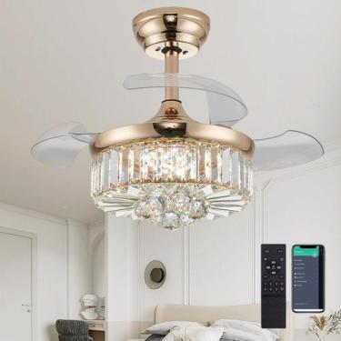 Imagem de Ventilador de teto Chandelier DumaiWay 30 Golden com cristal claro