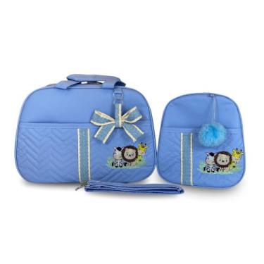 Imagem de Kit Bolsa Maternidade 2 Peças Grande Impermeável + Mochila + Trocador 