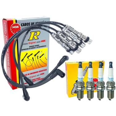 Imagem de Kit Velas + Cabos Vela Gol G3 G4 G5 Fox 1.0 1.6 Polo Golf 1.6 NGK ST-V