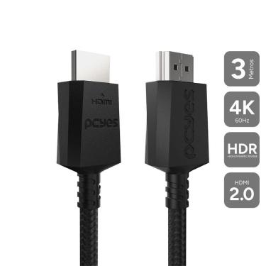 Imagem de Cabo HDMI PHM20-3NZ 2.0 com Suporte a 4K 60HZ e HDR Estático em Nylon Pcyes