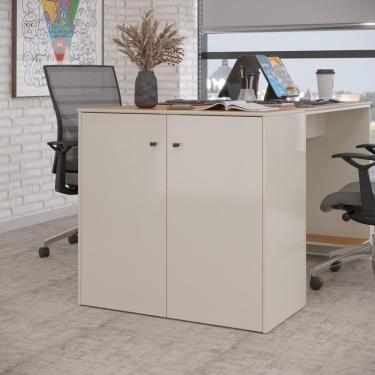 Imagem de Buffet Aparador Moscou Office Balcão Armário Multiuso 2 Portas e Tampo MDF Usinado 76cm...