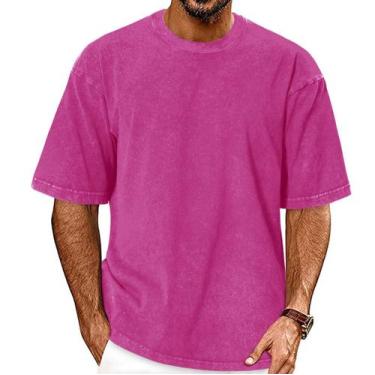 Imagem de Camiseta oversized ADOREJOY lavada vintage rosa-claro 2XL