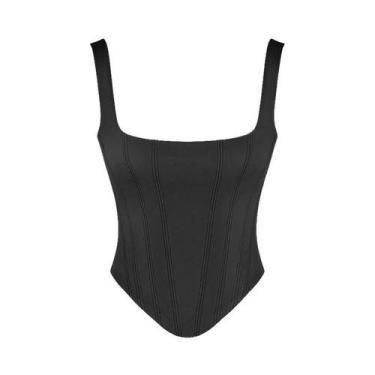 Imagem de Top Camisole Preto Com Faixas Para Mulheres, Sexy, Cropped, Roupas Par