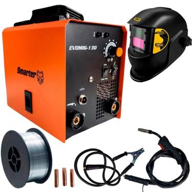 Imagem de Solda Inversora Multiprocesso 130A MIG TIG Eletrodo 220V EVOMIG 130 SMARTER Kit Máscara...