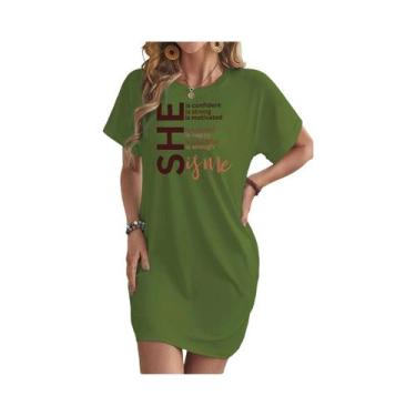 Imagem de Vestido Casual Feminino plus Size Com Estampa De Slogan, Manga Morcego