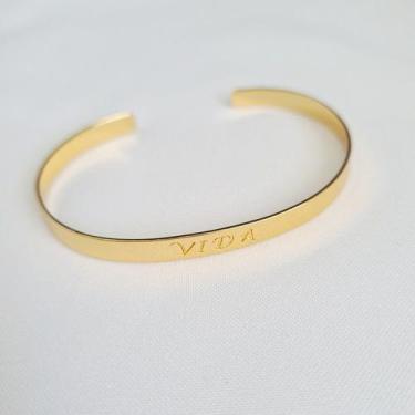 Imagem de Bracelete liso ajustável banhado em ouro 18k - Casllu Semijoias
