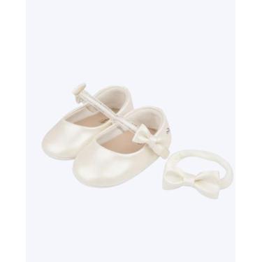 Imagem de Sapato de Bebê com Laço Off White Pampili 379735000, Tapioca, 16