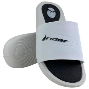 Imagem de Chinelo Masculino Slide Rider Rush Cor:Branco/PretoTamanho:43/44, Bran