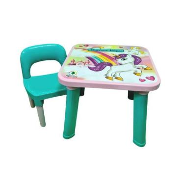 Imagem de Mesinha Infantil com Cadeira Didática Monte Líbano até 40kg, Unicórnio