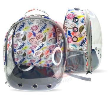 Imagem de bolsa mochila mala pet para caes gatos visão panorâmica transporte pas